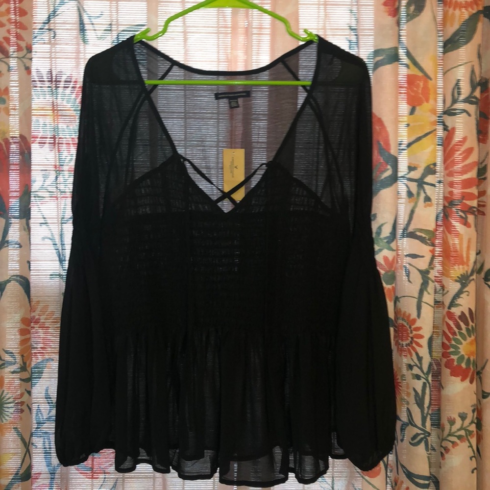 American Eagle sheer black top